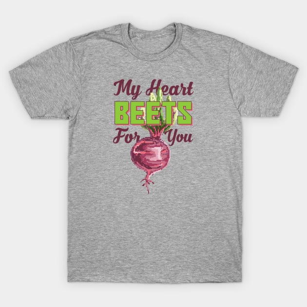 My Heart Beets For You Beetroot Pixel Art T-Shirt by Rebus28